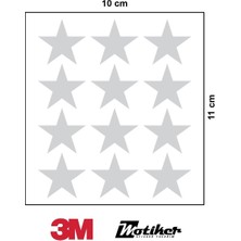 3m Gri Reflective (Reflektif) 12'li Yıldız Sticker Etiket Modeli