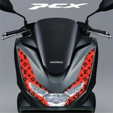Honda Pcx Ön Far Kaşı Lv Tasarımı Şeffaf Sticker Kırmızı