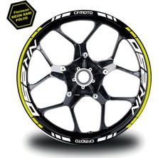 Cfmoto NK250 Jant Sticker Iç & Dış Takım Etiket Modeli Neon Sarı - Beyaz