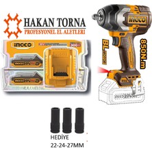 Ingco 1/2 Şarjlı Somun Sökme 850NM Akülü Darbeli Bijon Sökme 1/2" 20 V - 2.0 Ah