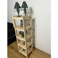 5 Katlı 120*35*30 Doğal Ahşap Dekoratif Çiçeklik-Ofis-Salon-Oturma Odası-Mutfak-Sehpa
