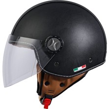 Sway Sw 701 Siyah Deri Yarım Kask