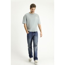 Bisiklet Yaka Oversize Baskılı Süprem Pamuk Tişört