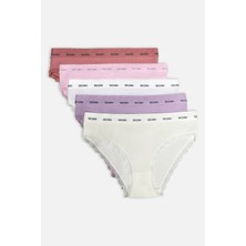 Ziccho Pamuklu Fitilli Kumaş Bikini Külot 5'li Kutulu Paket