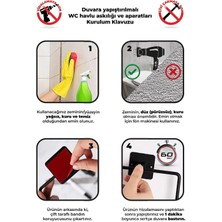 Atacı Home Paslanmaz Gümüş Metal Banyo Organizeri - Yapışkanlı Diş Fırçalık ve Sabunluk Seti - 2'li Süper Set