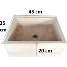 Mermer Maden Traverten Doğal Taş Dikdörtgen Lavabo