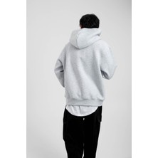 Gri Kapüşonlu Basic Şardonlu Sweatshirt