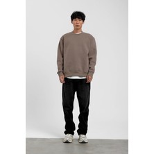 Vizon Bisiklet Yaka Basic Şardonlu Sweatshirt