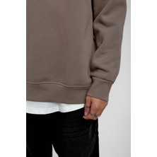 Vizon Bisiklet Yaka Basic Şardonlu Sweatshirt