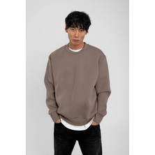 Vizon Bisiklet Yaka Basic Şardonlu Sweatshirt