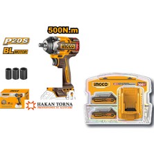 Ingco 1/2 20 V 2.0 Ah - Akülü Darbeli Şarjlı Somun Sökme 500NM