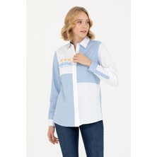 U.S. Polo Assn. Kadın Mavi Gömlek Desenli 50272276-VR036