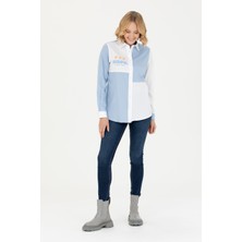 U.S. Polo Assn. Kadın Mavi Gömlek Desenli 50272276-VR036
