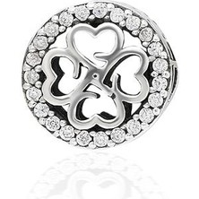 Adal Silver Gümüş Kalp Işlemeli Zirkon Taşlı Charm