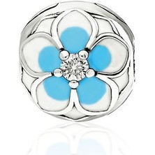 Adal Silver 925 Ayar Gümüş Mineli Mavi Çiçek Moments Charm