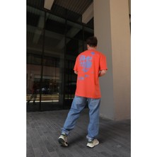 Nomarc Arka Çiçek Desenli Turuncu Tshirt