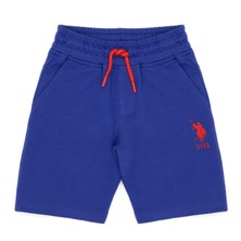 U.S. Polo Assn. Erkek Çocuk Mavi Örme Şort Standart Kalıp Tek Cepli Günlük Kullanım