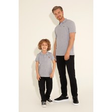 U.S. Polo Assn. Erkek Çocuk Gri Melanj Basic Polo Yaka Tişört 50284814-VR086