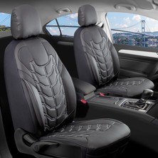 Nissan Skystar Uyumlu Full Deri Oto Koltuk Kılıfı Ön Arka Set Classy Model Siyah Beyaz Sc