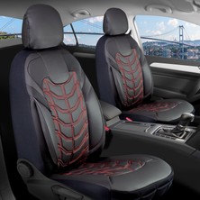Opel Grandland x Uyumlu Full Deri Oto Koltuk Kılıfı Ön Arka Set Classy Model Siyah Kırmızı Sc