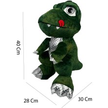 Yumuşak Peluş Oyuncak Sevimli T Rex 40CM Dinazor Oyuncak Yeşil