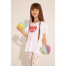 U.S. Polo Assn. Kız Çocuk Beyaz Bisiklet Yaka Tişört 50288438-VR013