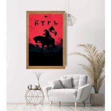 Lioncraft Türk Bayrağı, Türkçü, Bozkurt Tablo, Çerçeveli Cam Tablo 30X45 cm
