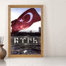 Lioncraft Türk Bayrarağı Tablo, Çerçeveli Cam Tablo 30X45 cm