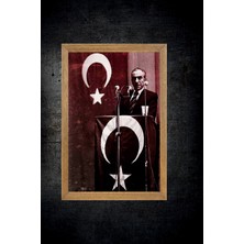 Lioncraft Başbuğ Alparslan Türkeş Tablo, Çerçeveli Cam Tablo 20X30 cm