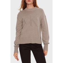 Calvin Klein Pamuk ve Yün Karışımlı Regular Fit Kazak J20J224224PCF Bayan Kazak J20J224224 Pcf