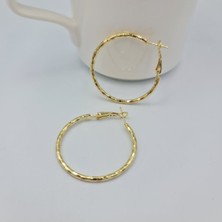 Soner Ersoy Kuyumculuk Altın Renkli Kararmaz Xupıng 4 cm Parlak Kadın Halka Küpe