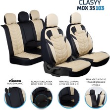 
opel Corsa D Uyumlu Full Deri Oto Koltuk Kılıfı Ön Arka Set Classy Model Bej Siyah Sc