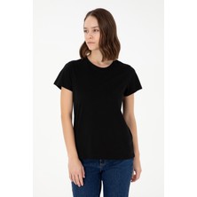 U.S. Polo Assn. Kadın Siyah Bisiklet Yaka Basic Tişört 50296152-VR046