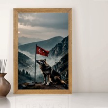 Lioncraft Türk Bayrağı, Türkçü, Bozkurt Tablo, Çerçeveli Cam Tablo 20X30 cm