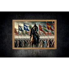 Lioncraft Türk Savaşçı Tablo, Çerçeveli Cam Tablo 30X45 cm