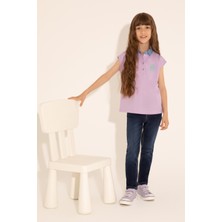 U.S. Polo Assn. Kız Çocuk Lila Polo Yaka Kolsuz Tişört 50288435-VR034