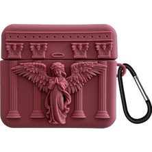Microsonic Airpods 4.nesil / Anc Kılıf Cartoon Figürlü Silikon Praying Angel Bordo