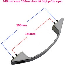 Kartallar Yapı 2 Kapaklık Krom Duşakabin Kulpu 140 mm ve 160 mm Ölçülerine Uygun 2 Iç 2 Dış Çift Kapak D Kulp