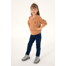 U.S. Polo Assn. Kız Çocuk Camel Bisiklet Yaka Basic Kazak 50293601-VR015