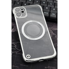 NOVKA Phone Accessories  iPhone 11 Uyumlu Gümüş Gri Silver Renkli Ince Kenarlı Şeffaf Sert Kapak Kılıf