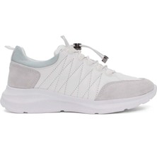 Celal Gültekin Kadın Beyaz Bağcıklı Kalın Tabanlı Deri Sneaker
