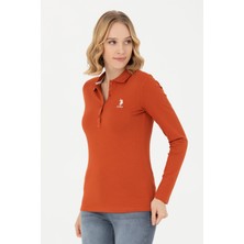 U.S. Polo Assn. Kadın Kiremit Polo Yaka Basic Sweatshirt 50271573-VR031
