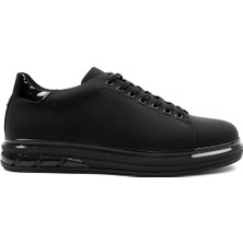 Celal Gültekin Erkek Siyah Bağcıklı Kalın Tabanlı Mat Deri Sneaker