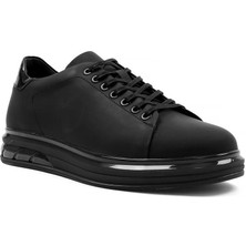 Celal Gültekin Erkek Siyah Bağcıklı Kalın Tabanlı Mat Deri Sneaker