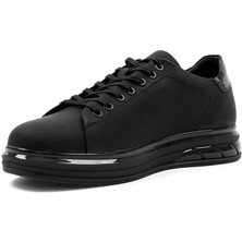 Celal Gültekin Erkek Siyah Bağcıklı Kalın Tabanlı Mat Deri Sneaker