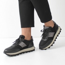 Celal Gültekin Erkek Siyah Bağcıklı Kalın Tabanlı Süet Deri Sneaker