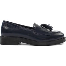 Celal Gültekin Kadın Lacivert Püsküllü Rugan Deri Loafer