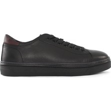 Celal Gültekin Erkek Siyah Bağcıklı Kalın Tabanlı Deri Sneaker
