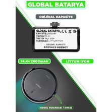 Global Batarya Ecovacs Deebot DN622 Uyumlu Akıllı Robot Süpürge Bataryası 14.4v 2600mAh Li-ion Pil (Orijinal Kapasite)