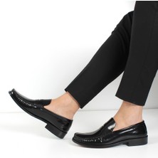 Celal Gültekin Erkek Siyah Kösele Taban Açma Deri Loafer